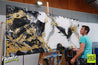 Golden Veins 240cm x 100cm Gold Black White Abstract Painting (SOLD)-abstract-[Franko Artist]-[Gold Coast]-[Brisbane]-[Huge]-Franklin Art Studio