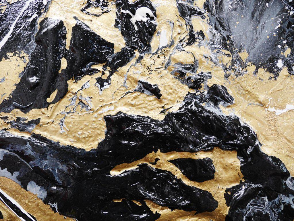 Golden Veins 240cm x 100cm Gold Black White Abstract Painting (SOLD)