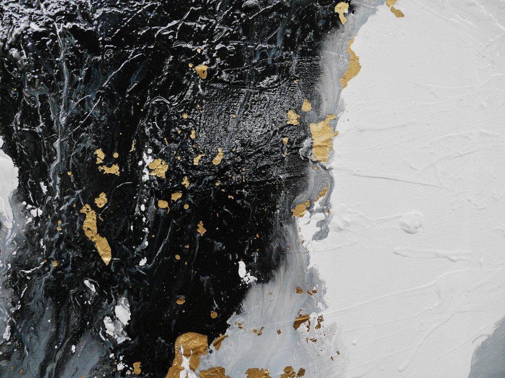 Golden Veins 240cm x 100cm Gold Black White Abstract Painting (SOLD)