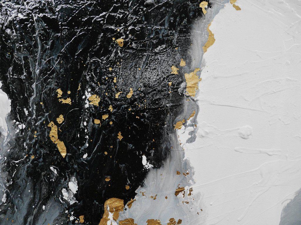Golden Veins 240cm x 100cm Gold Black White Abstract Painting (SOLD)