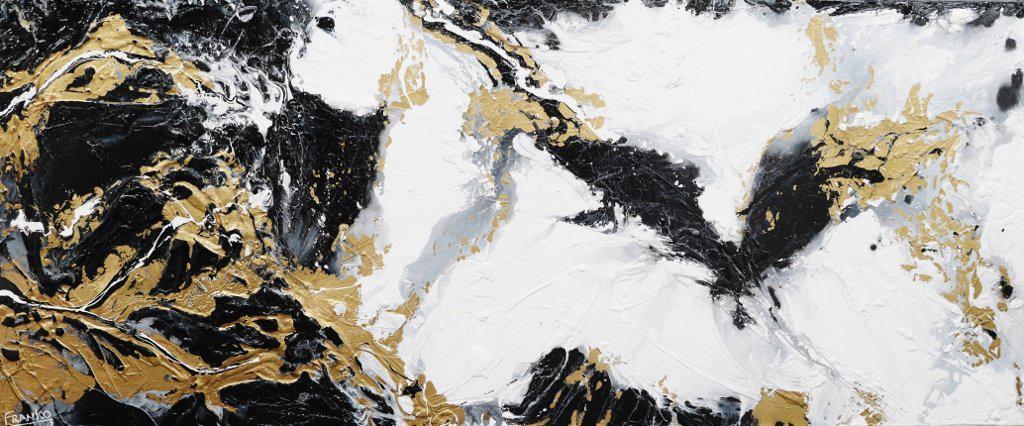 Golden Veins 240cm x 100cm Gold Black White Abstract Painting (SOLD)-abstract-[Franko ]-[Gallery]-[popular]-[Australia]-Franklin Art Studio