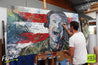 Good Morning Vietnam 190cm x 100cm Robin Williams Painting (SOLD)-abstract realism-Franko-[franko_art]-[beautiful_Art]-[The_Block]-Franklin Art Studio