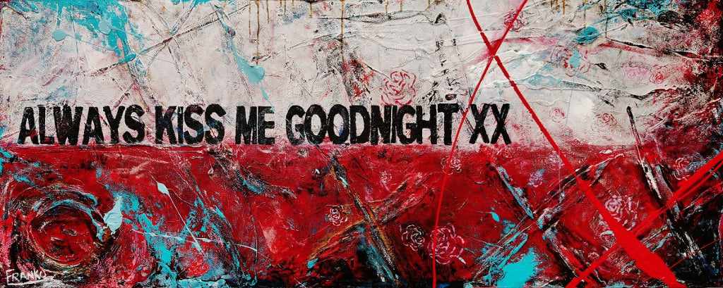 Goodnight Kisses 200cm x 80cm Always Kiss Me Goodnight Textured Urban Pop Art Painting (SOLD)-Urban Pop Art-Franko-[Franko]-[Australia_Art]-[Art_Lovers_Australia]-Franklin Art Studio