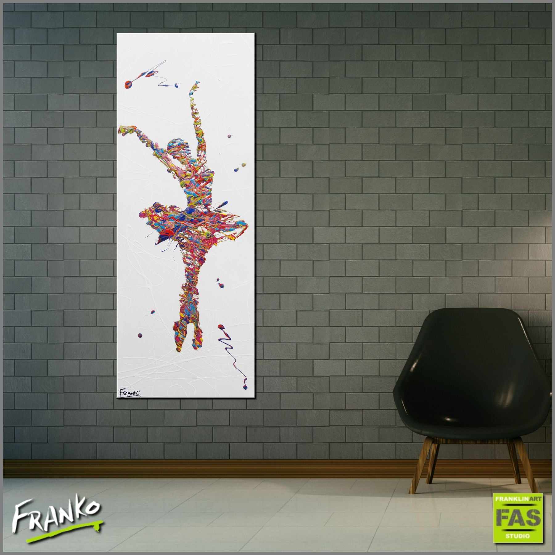 Grace 160cm x 60cm Ballerina Pop Art Painting (SOLD)-urban pop-Franko-[Franko]-[huge_art]-[Australia]-Franklin Art Studio