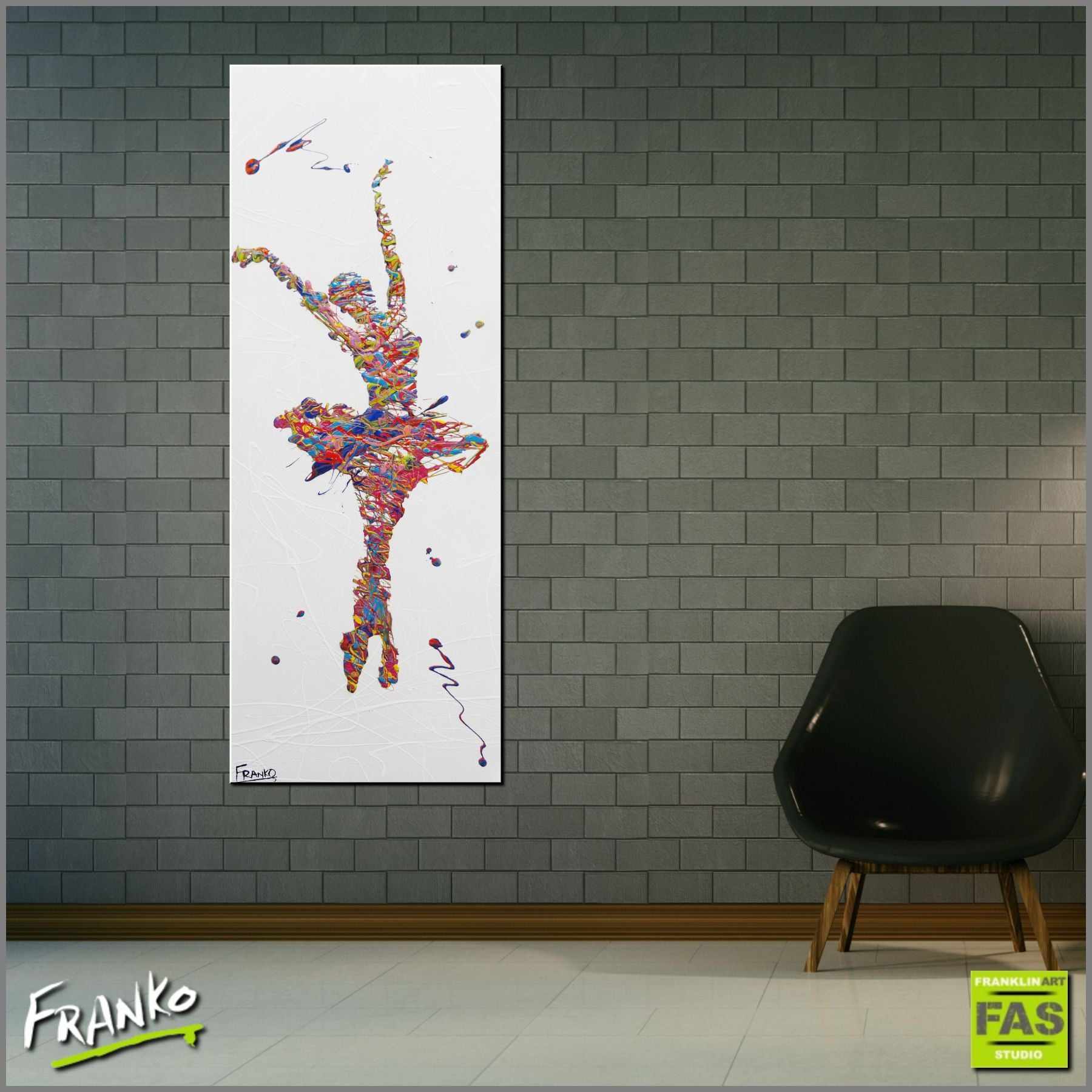 Grace 160cm x 60cm Ballerina Pop Art Painting (SOLD)-urban pop-Franko-[huge]-[Australian]-[best Selling]-Franklin Art Studio