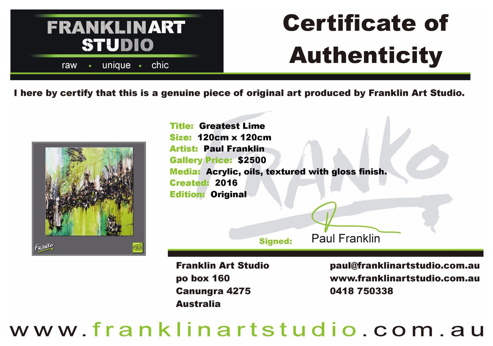 Greatest Lime 120cm x 120cm Green Abstract Painting (SOLD)-abstract-Franko-[franko_art]-[beautiful_Art]-[The_Block]-Franklin Art Studio