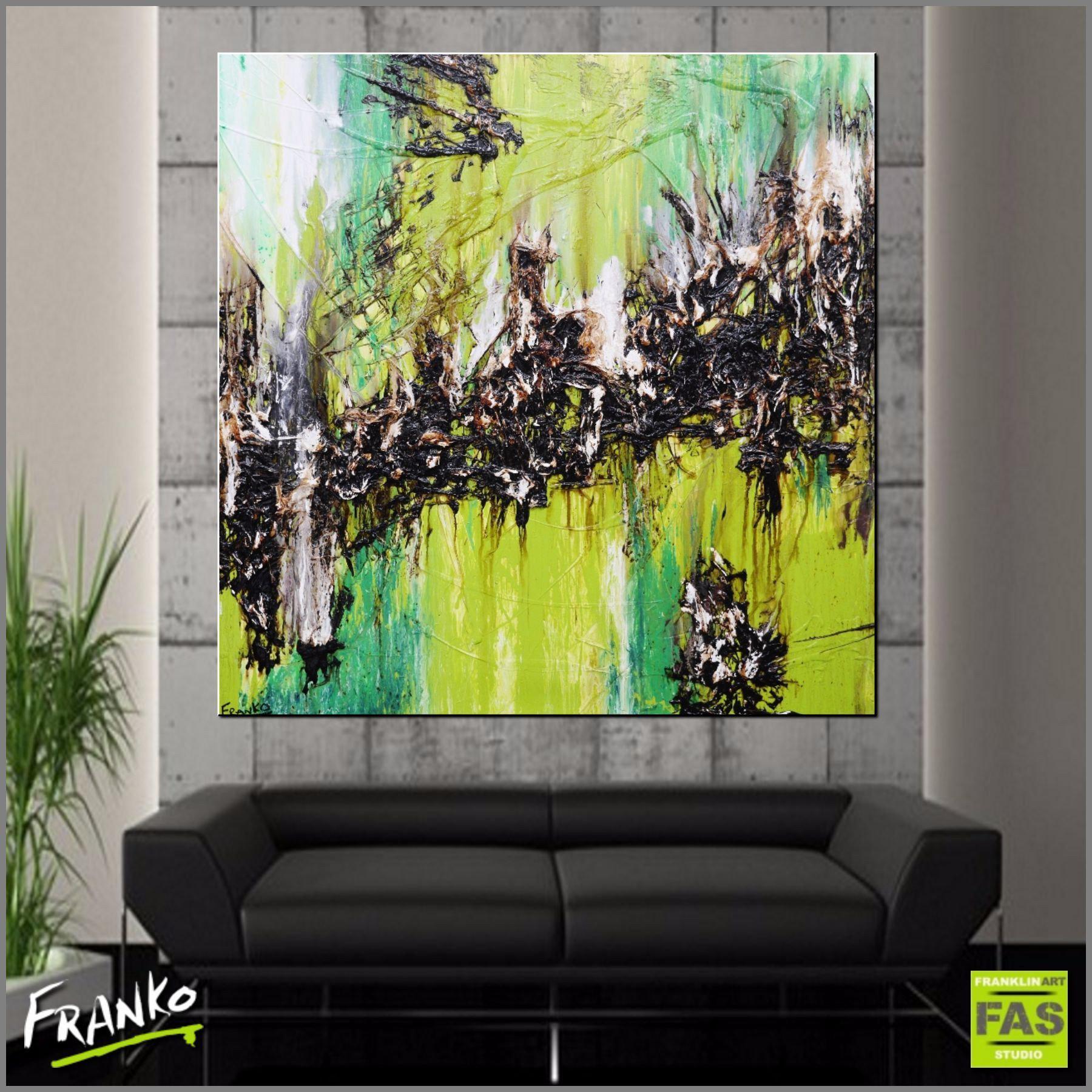 Greatest Lime 120cm x 120cm Green Abstract Painting (SOLD)-abstract-Franko-[Franko]-[huge_art]-[Australia]-Franklin Art Studio