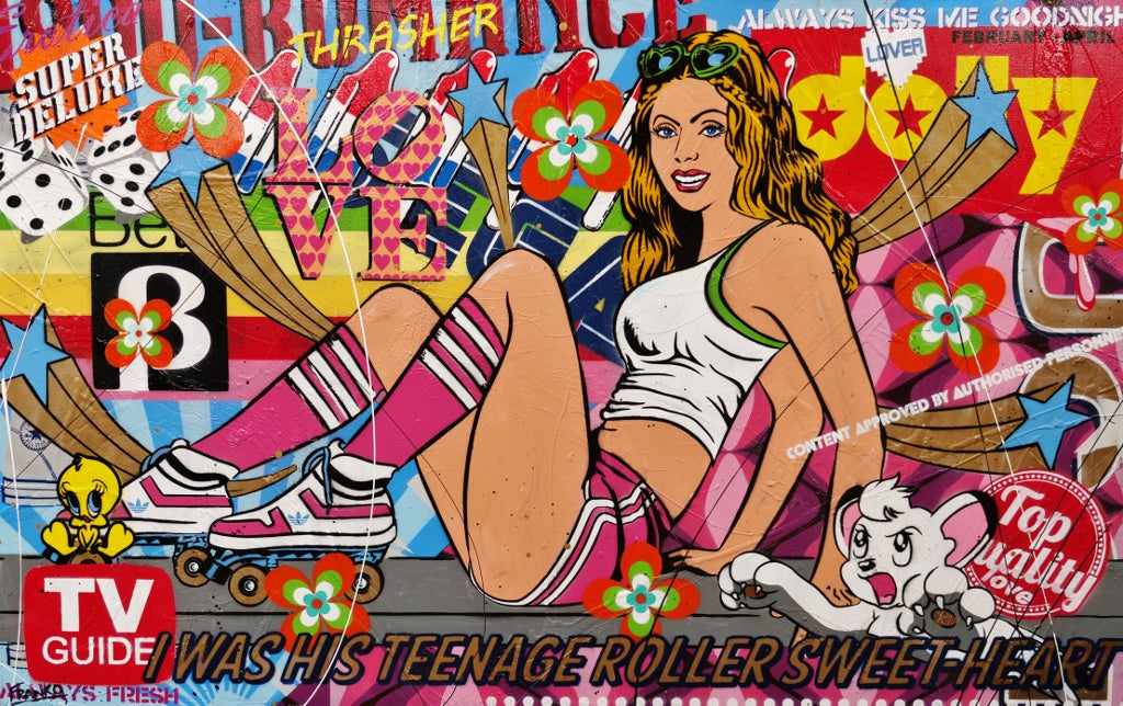 Groovy 160cm x 100cm Roller Skate Textured Urban Pop Art Painting (SOLD)-urban pop-Franko-[Franko]-[Australia_Art]-[Art_Lovers_Australia]-Franklin Art Studio