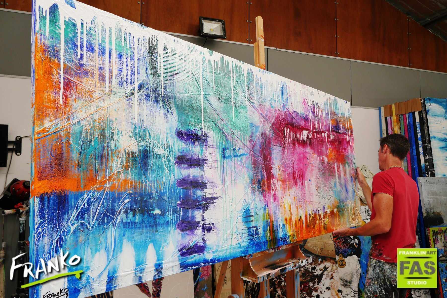 Grunge Class 240cm x 100cm Colourful Abstract Painting (SOLD)-Abstract-[Franko Artist]-[Gold Coast]-[Brisbane]-[Huge]-Franklin Art Studio