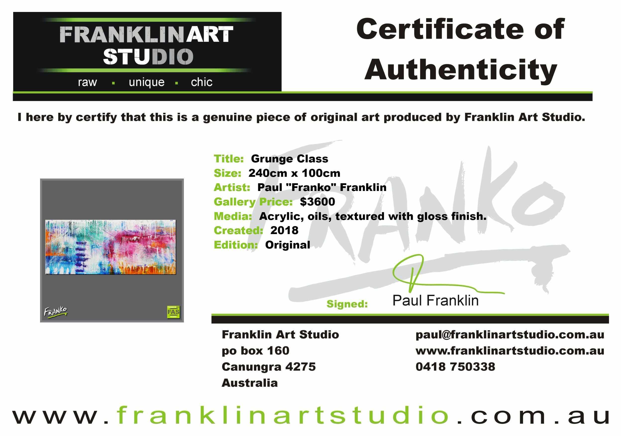 Grunge Class 240cm x 100cm Colourful Abstract Painting (SOLD)-Abstract-Franko-[franko_art]-[beautiful_Art]-[The_Block]-Franklin Art Studio