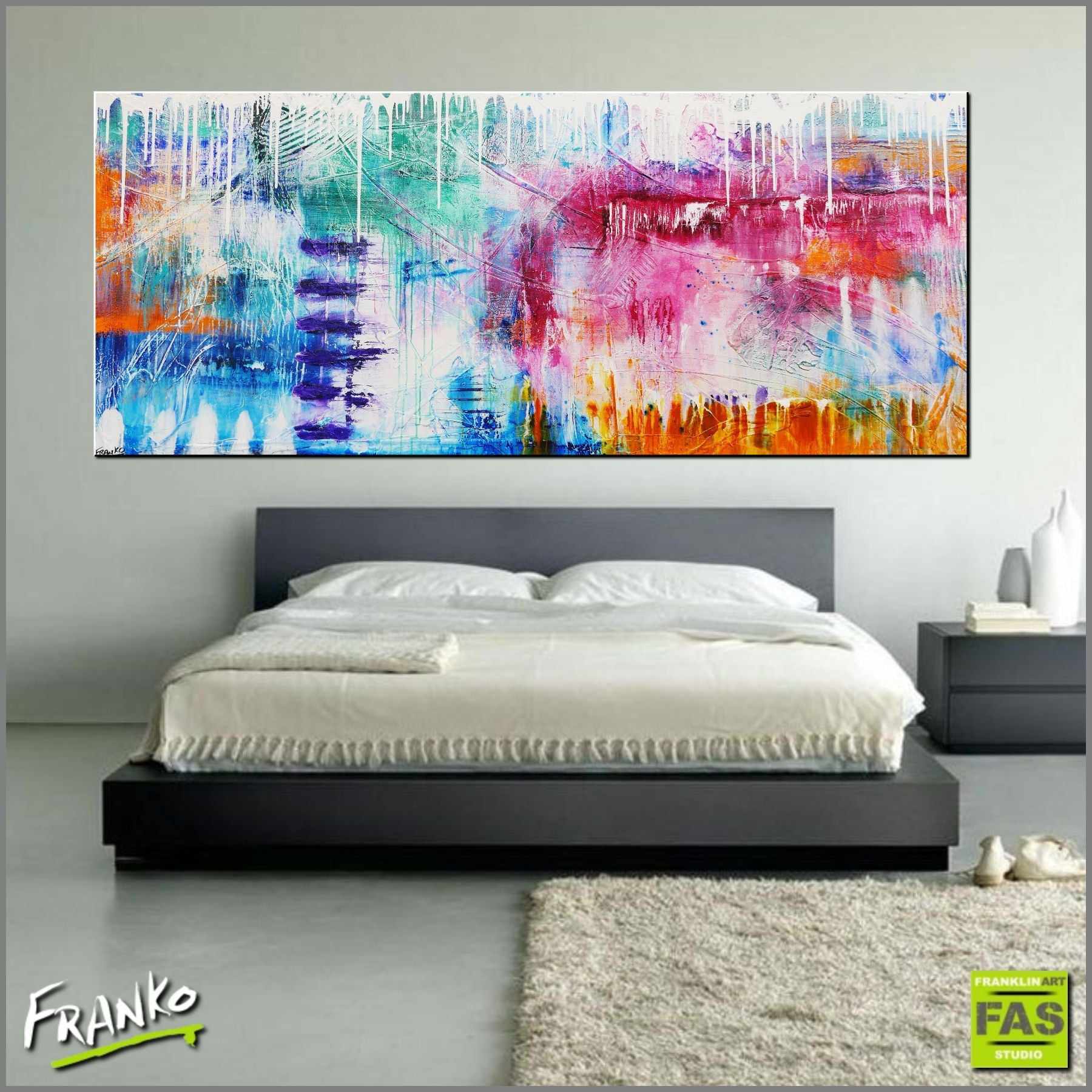 Grunge Class 240cm x 100cm Colourful Abstract Painting (SOLD)-Abstract-Franko-[huge]-[Australian]-[best Selling]-Franklin Art Studio