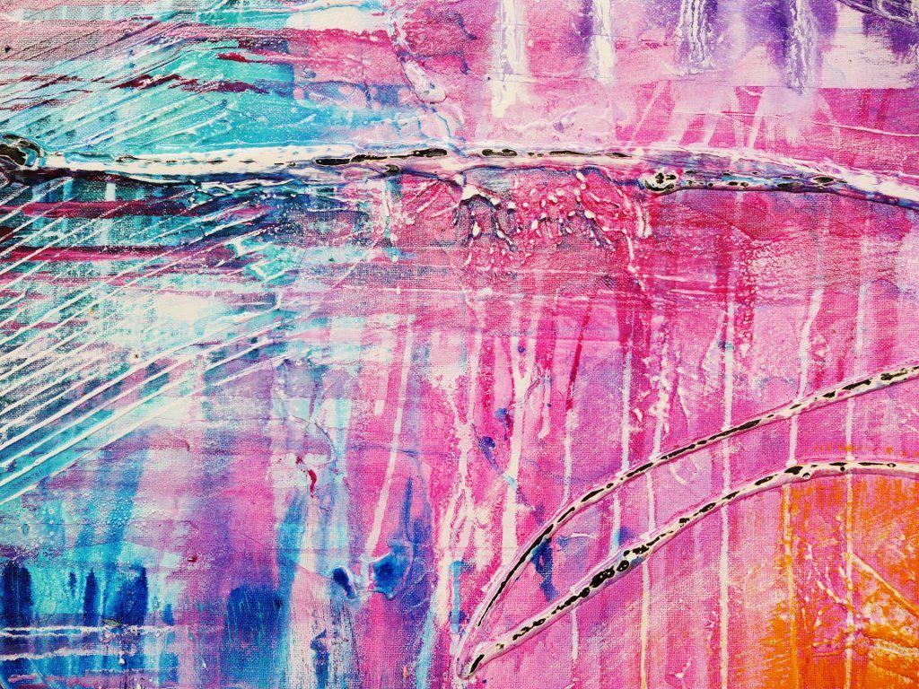 Grunge Monster 240cm x 100cm Pink Purple Blue Abstract Painting (SOLD)