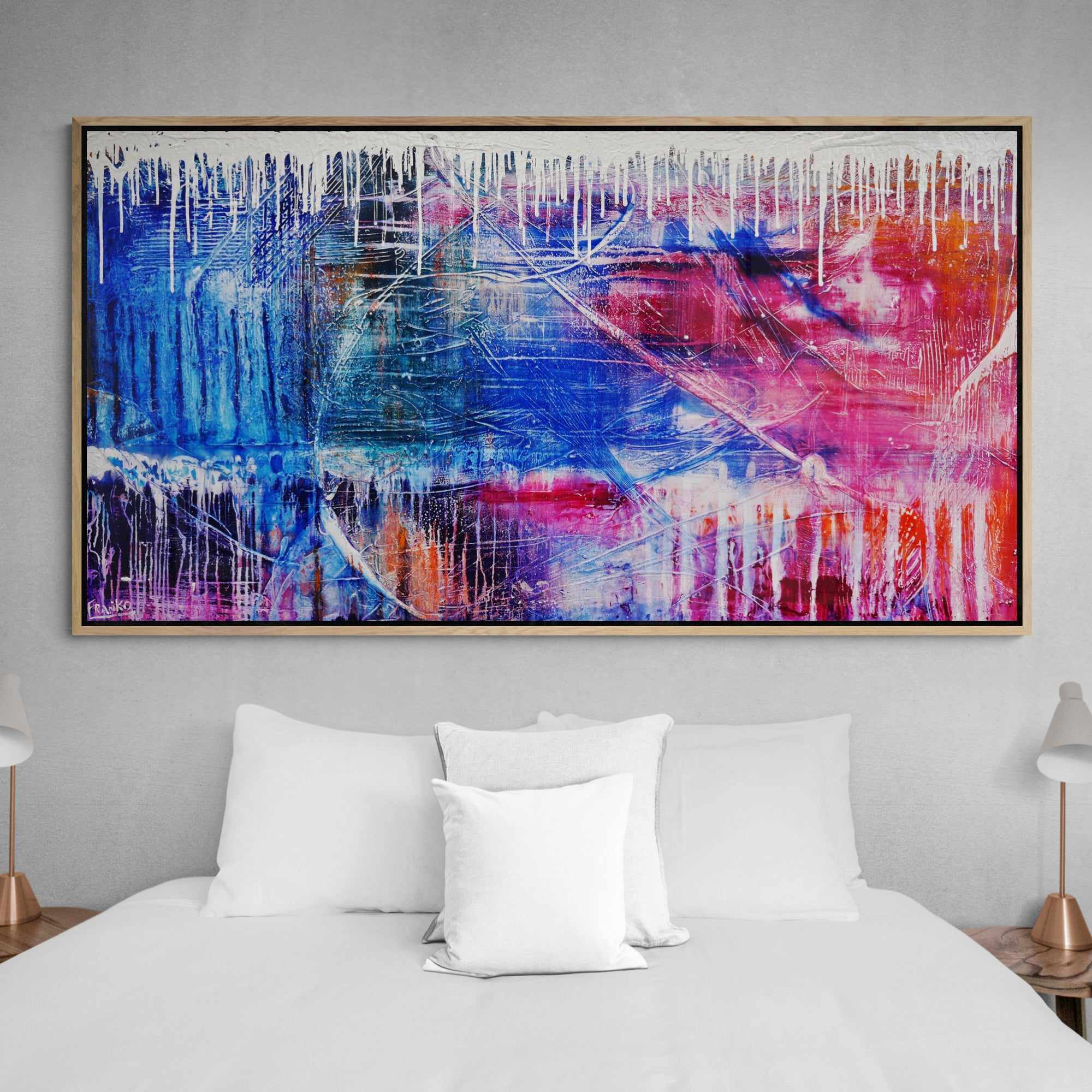 Grunge Riot 190cm x 100cm Colourful Textured Abstract Painting (SOLD)-Abstract-[Franko Artist]-[Cheryl]-[Wendy]-[Gabriela]-Franklin Art Studio