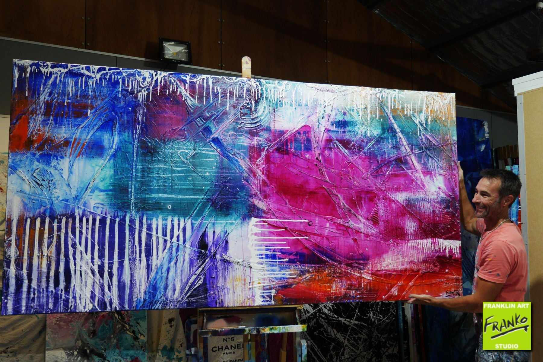 Grunge Utopia 240cm x 120cm Colourful Textured Abstract Painting (SOLD)-Abstract-Franko-[franko_artist]-[Art]-[interior_design]-Franklin Art Studio