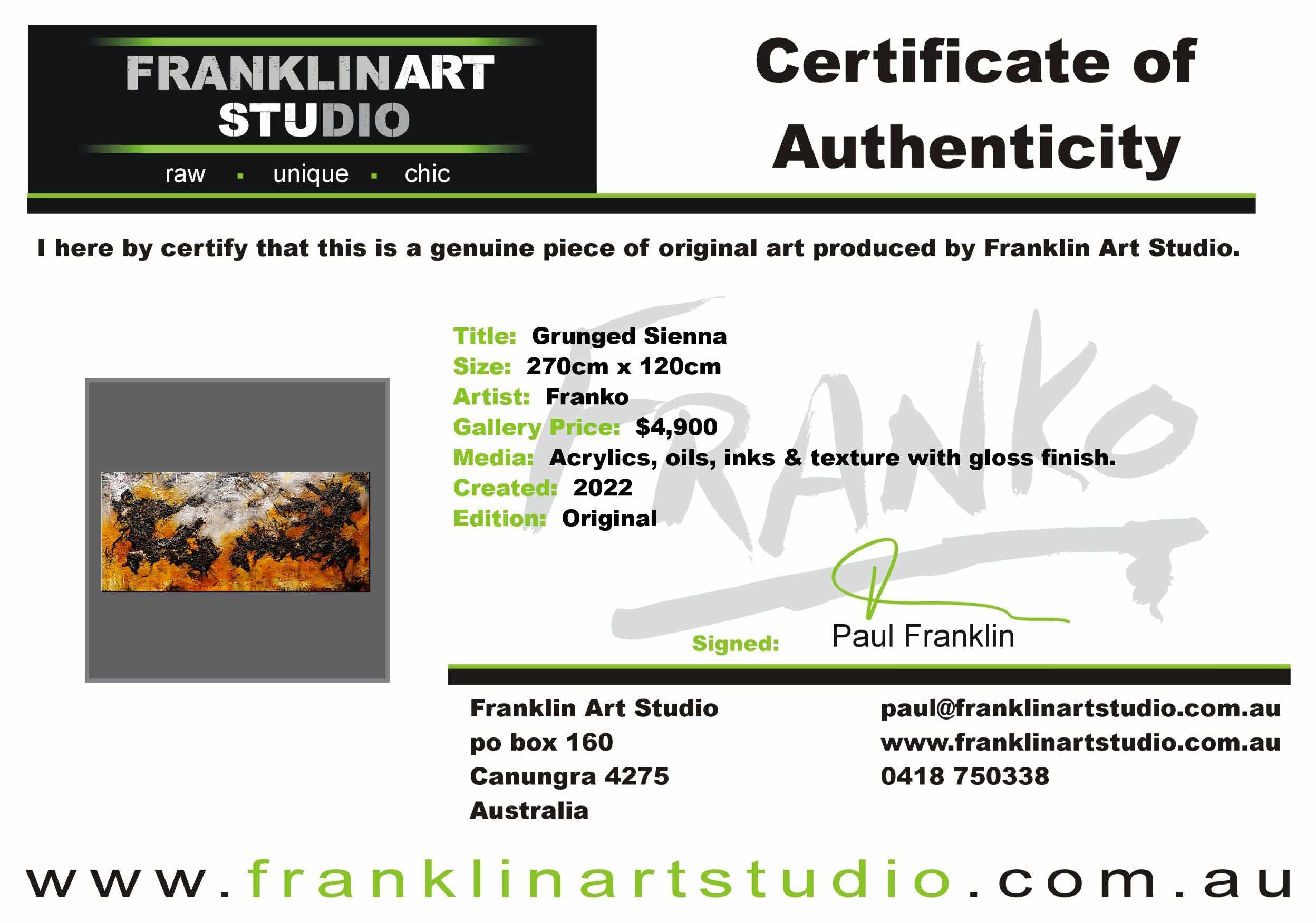 Grunged Sienna 270cm x 120cm Sienna Black Textured Abstract Painting (SOLD)-Abstract-Franko-[franko_art]-[beautiful_Art]-[The_Block]-Franklin Art Studio