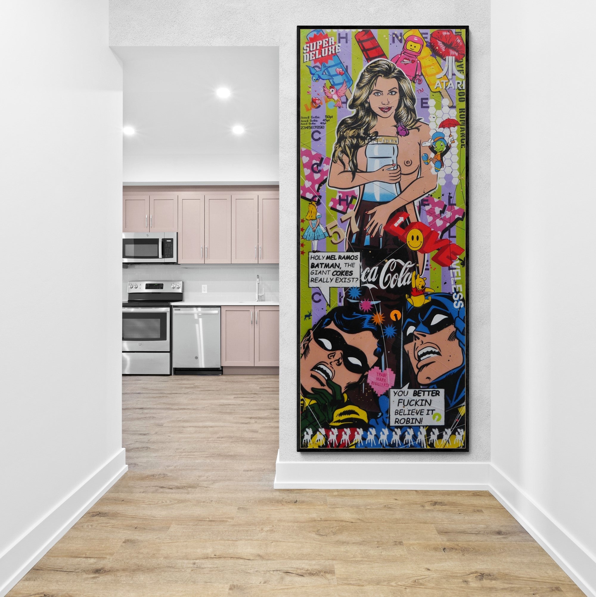 Believe it! 200cm x 80cm Nude Coke Bottle Textured Urban Pop Art Painting (SOLD)-Urban Pop Art-[Franko Artist]-[The Block]-[Dream Homes]-[ideas]-Franklin Art Studio