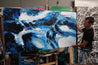 Hamptons Rush 190cm x 100cm Blue White Textured Abstract Painting (SOLD)-Abstract-Franko-[franko_artist]-[Art]-[interior_design]-Franklin Art Studio