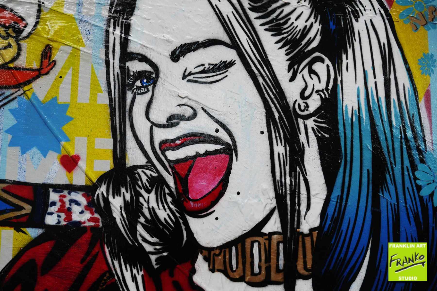 Harley Quinns Tweety 140cm x 100cm Harley Quinn Textured Urban Pop Art Painting (SOLD)