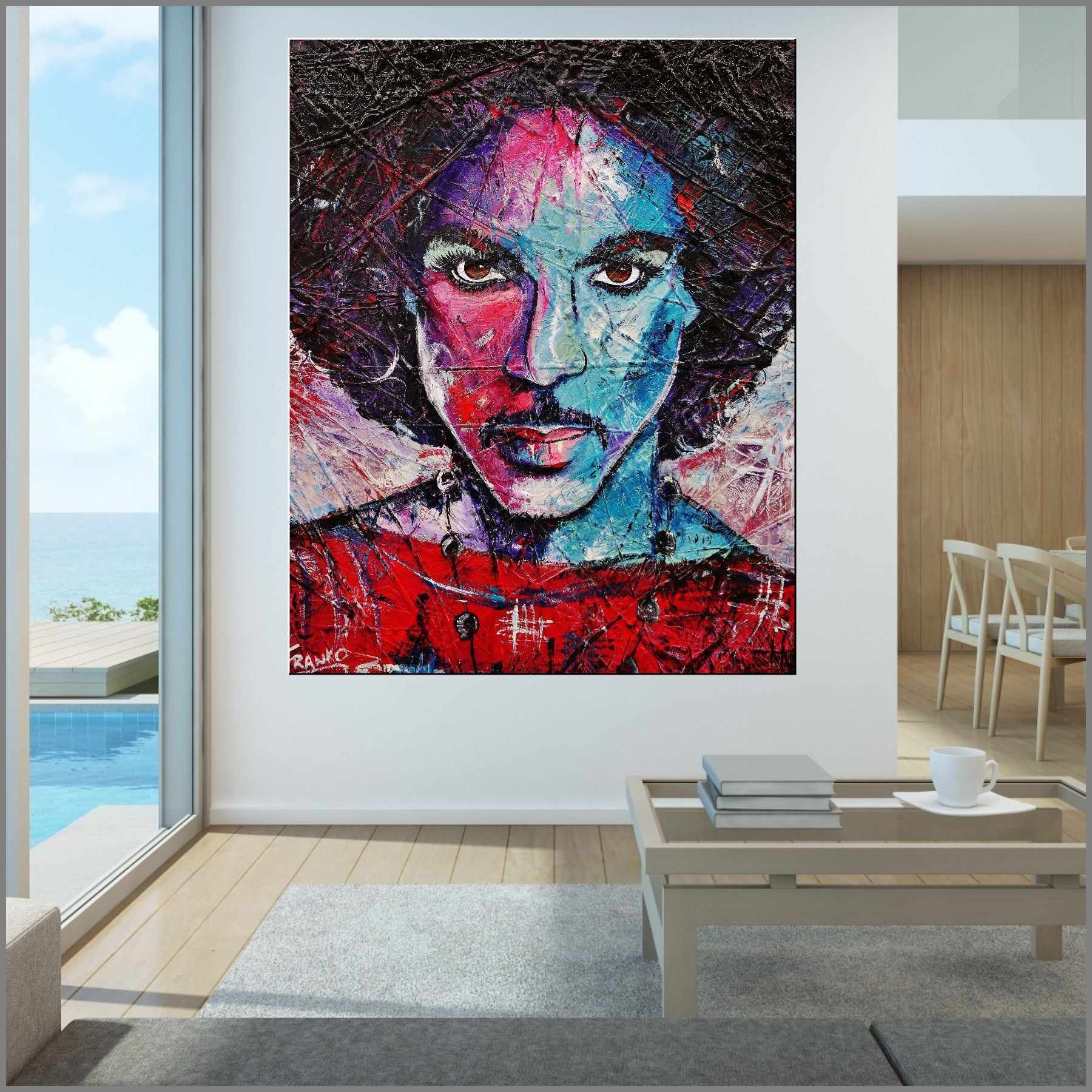 His Royal Purpleness 120cm x 150cm Prince Abstract Realism Urban Pop Painting-people-[Franko]-[Artist]-[Australia]-[Painting]-Franklin Art Studio
