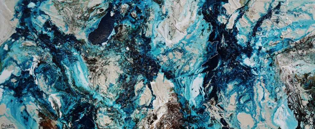 Honey Jumble 240cm x 100cm Blue Honey Textured Abstract Painting (SOLD)-Abstract-Franko-[Franko]-[Australia_Art]-[Art_Lovers_Australia]-Franklin Art Studio