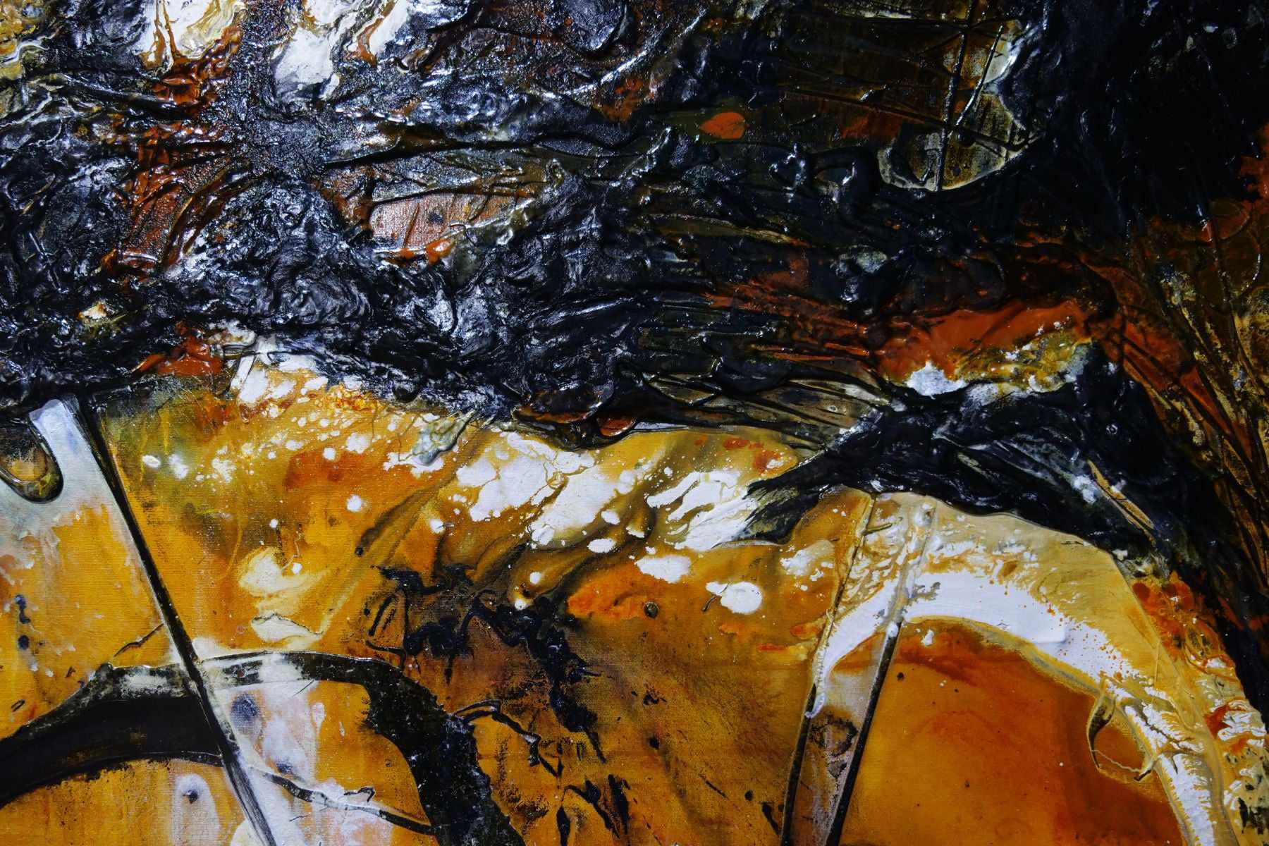 Honey Pot 240cm x 120cm Black Sienna Textured Abstract Painting (SOLD)