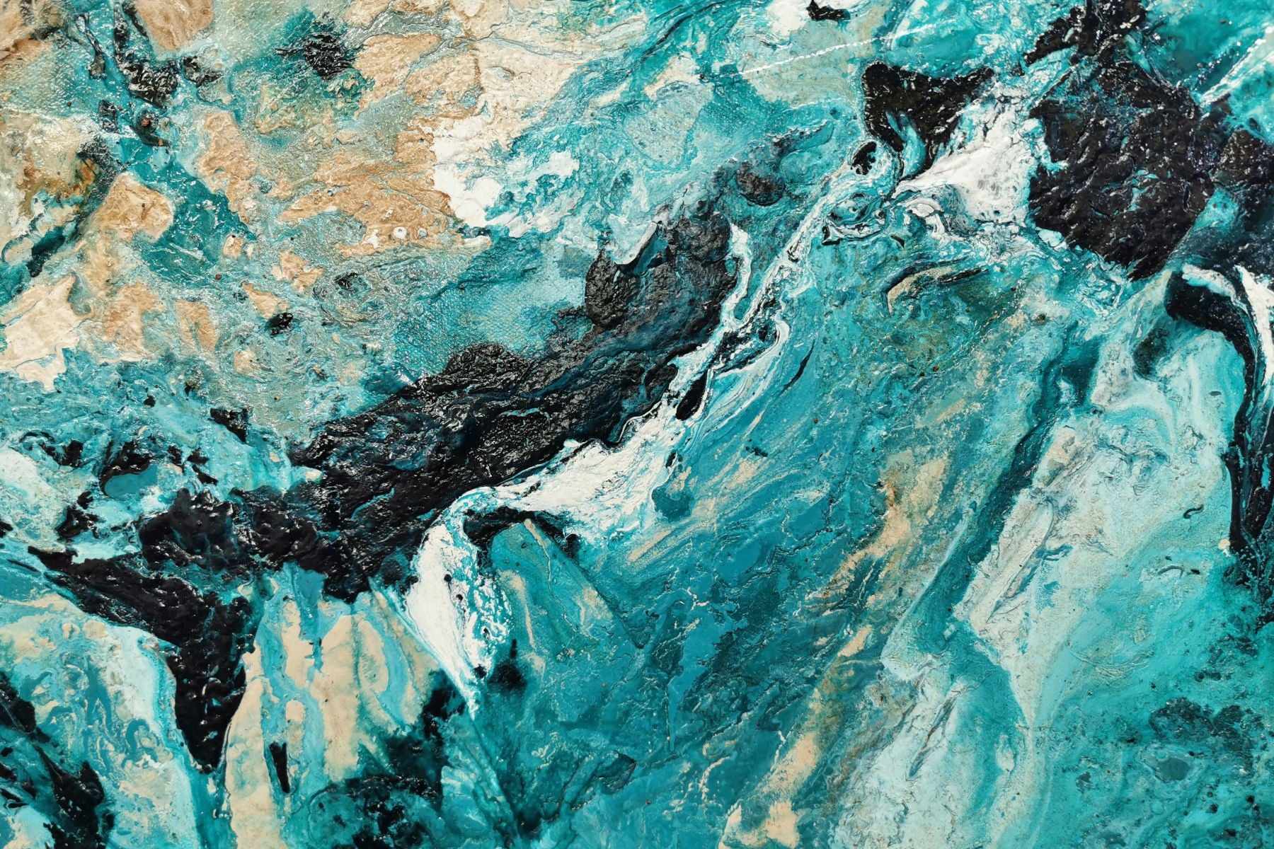 Honey and Southern Atmosphere 200cm x 80cm Teal Cream Textured Abstract Painting (SOLD)