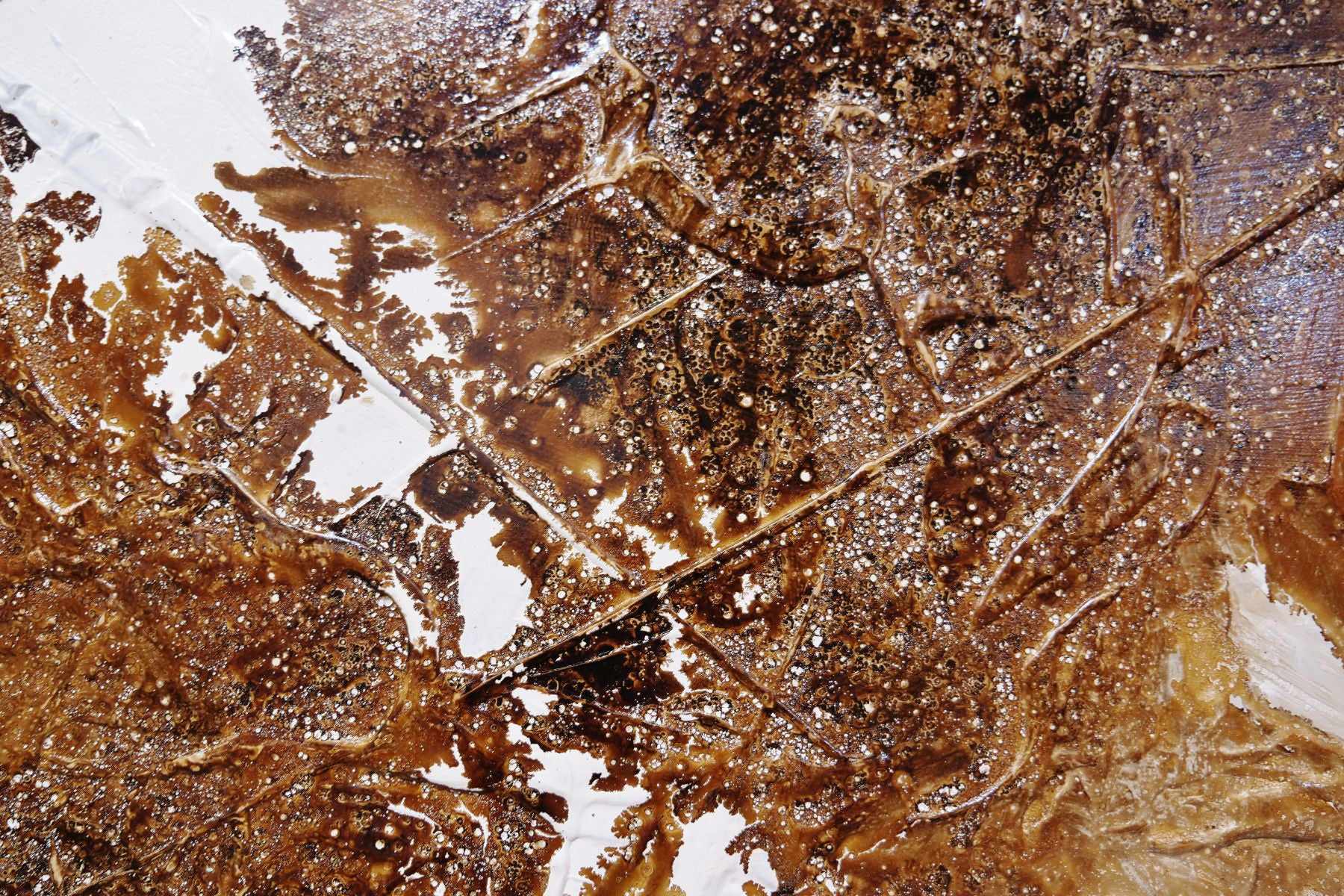 Honeycomb On Ice 190cm x 100cm White Brown Textured Abstract Painting (SOLD)