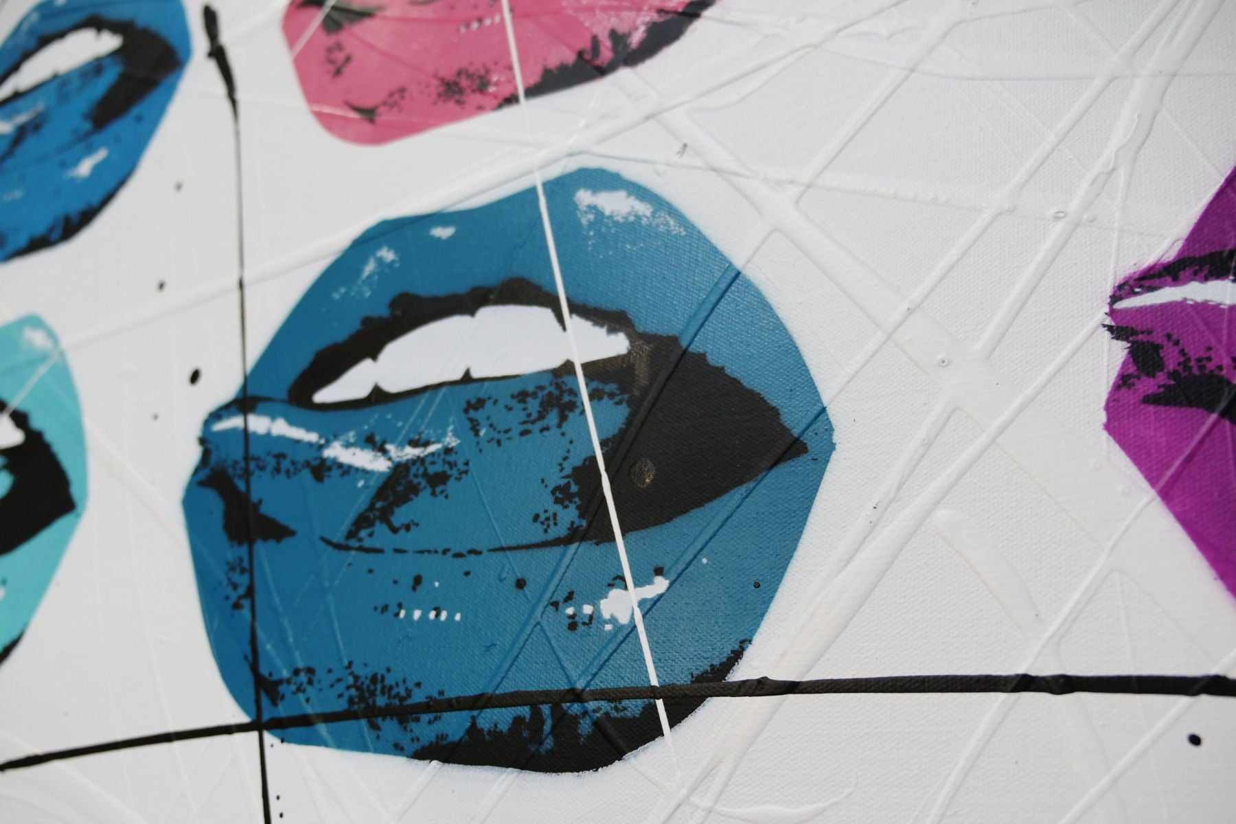 Hot Lips 160cm x 100cm Lips Textured Urban Pop Art Painting (SOLD)