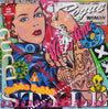 Hubba Bubba Rosie 100cm x 100cm Rosie The Riveter Textured Urban Pop Art Painting (SOLD)-Urban Pop Art-Franko-[Franko]-[Australia_Art]-[Art_Lovers_Australia]-Franklin Art Studio