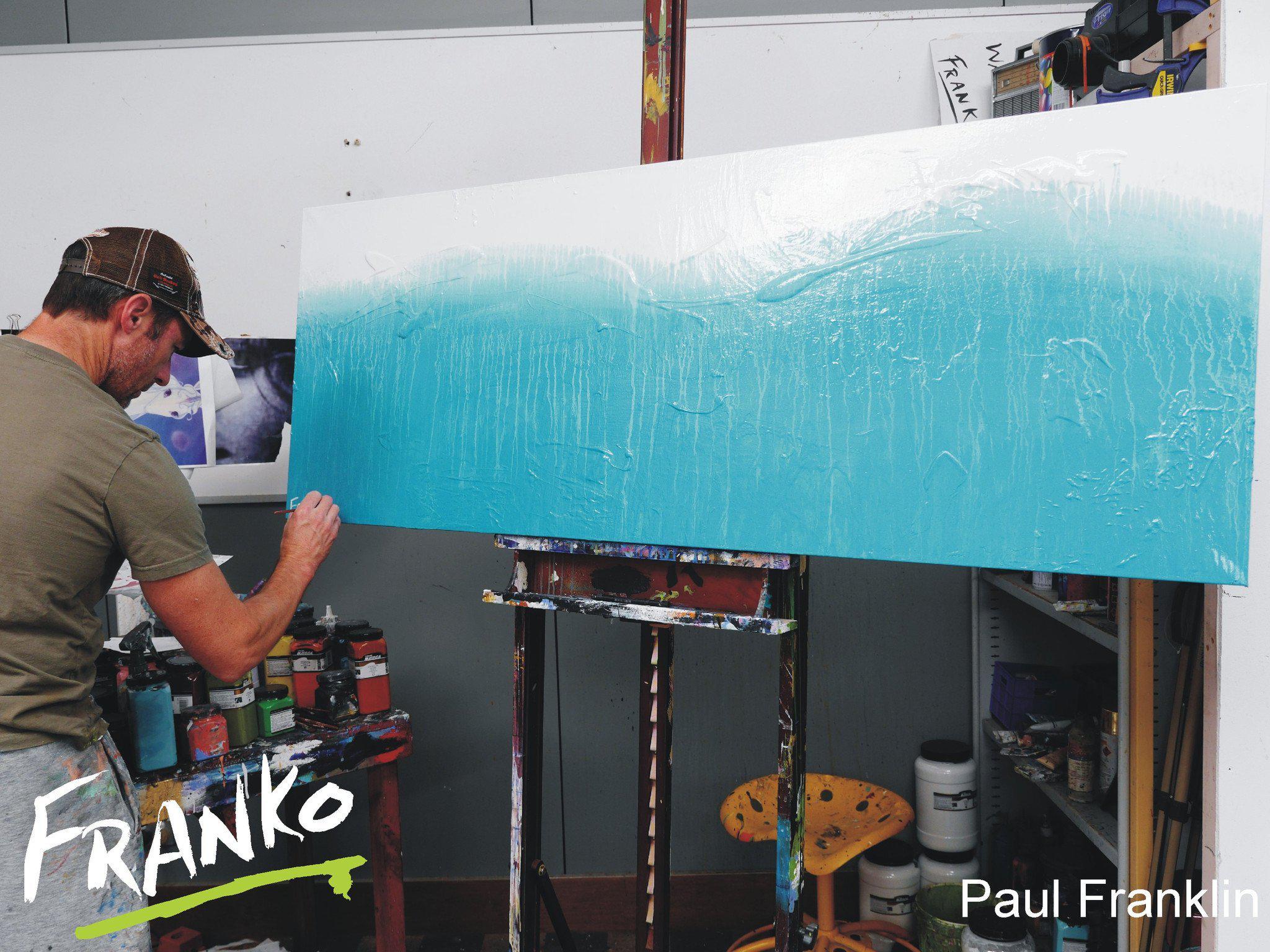 Hungry For Love 160cm x 60cm Blue & White Abstract Painting (SOLD)-abstract-[Franko Artist]-[Gold Coast]-[Brisbane]-[Huge]-Franklin Art Studio