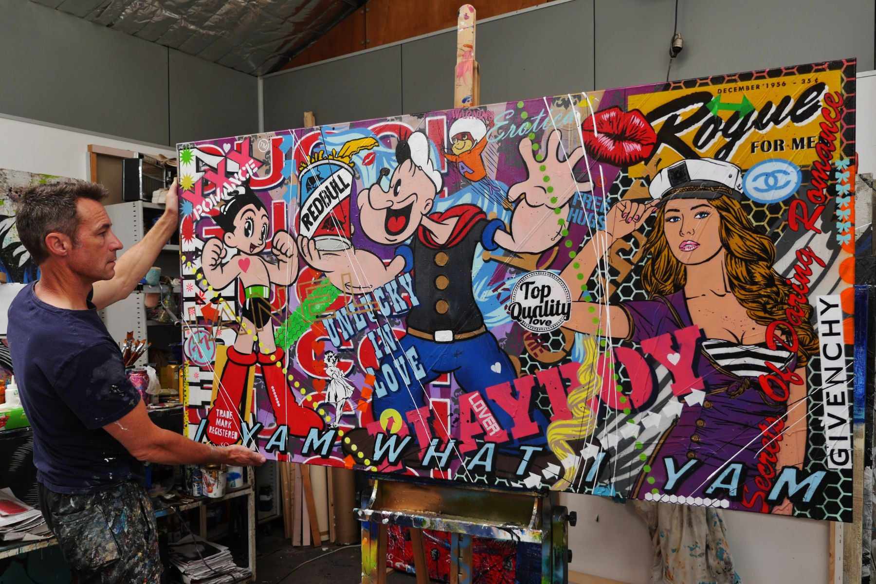I Yam (Popeye) 190cm x 100cm Popeye Textured Urban Pop Art Painting (SOLD)-urban pop-Franko-[franko_artist]-[Art]-[interior_design]-Franklin Art Studio