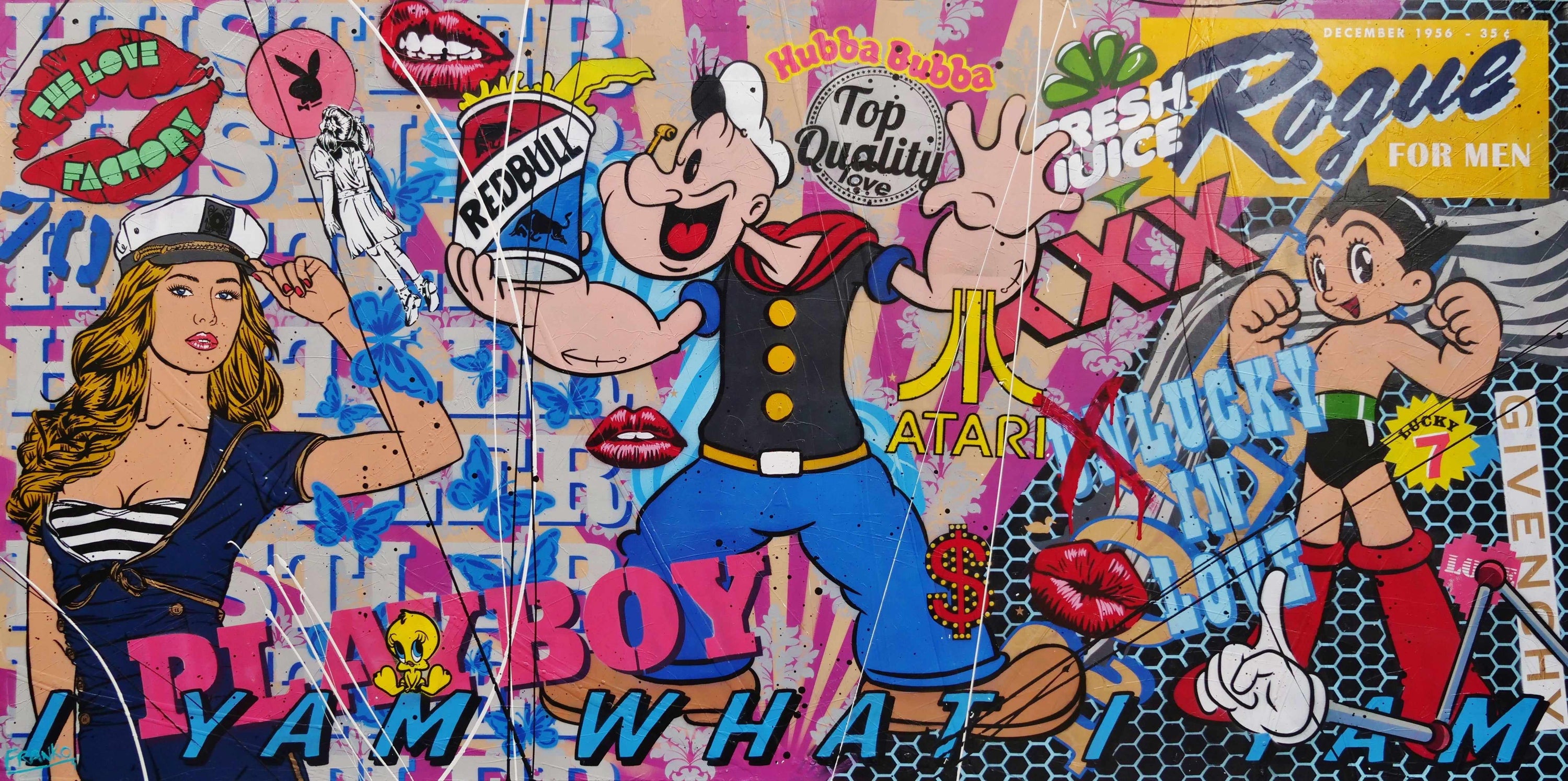 I Yam Popeye 240cm x 120cm Popeye Textured Urban Pop Art Painting (SOLD)-Urban Pop Art-[Franko ]-[Gallery]-[popular]-[Australia]-Franklin Art Studio