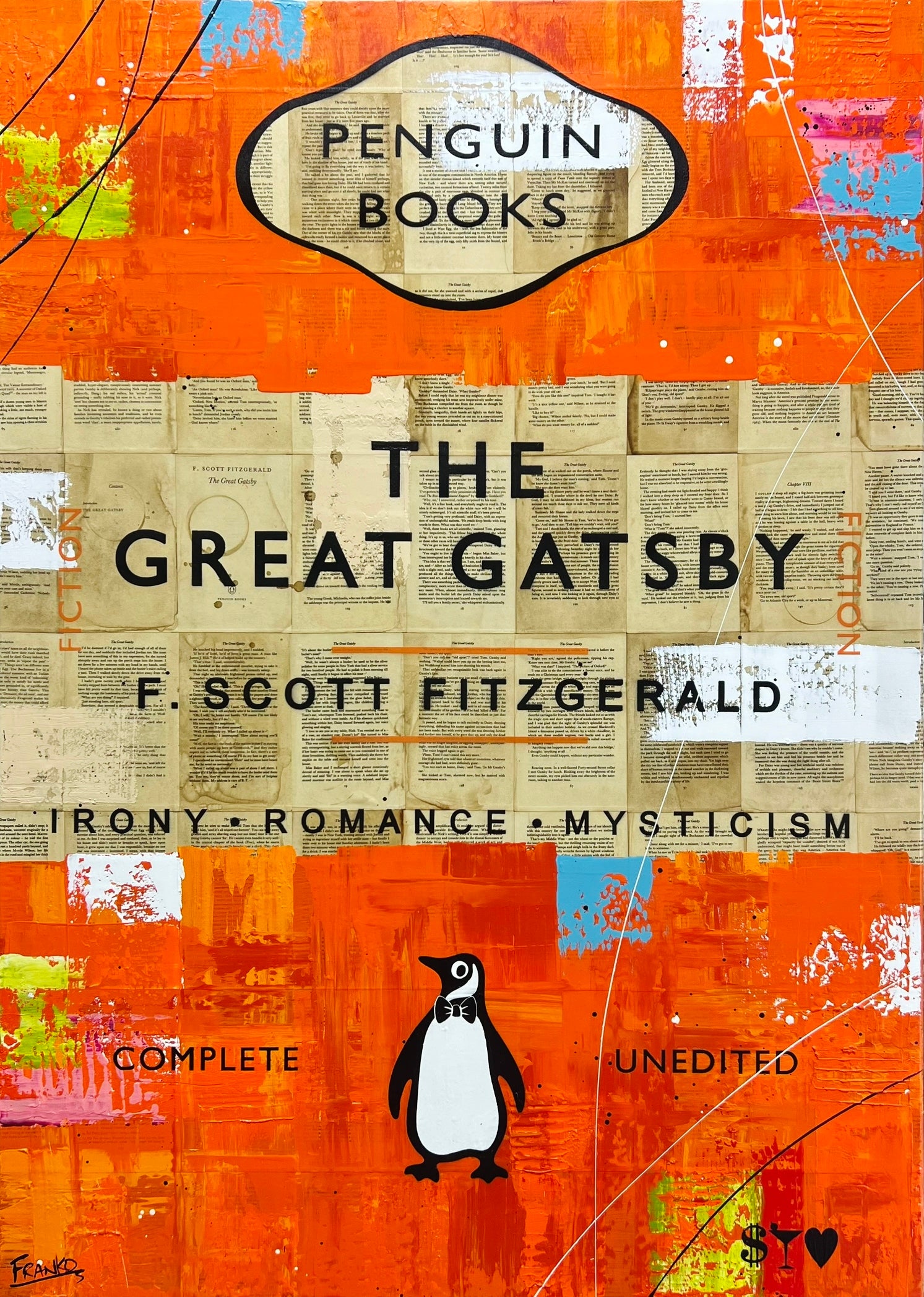 Gatsby Unedited 140cm x 100cm Urban Pop Book Club Painting-book club-[Franko]-[Australian Artist]-[Large]-[Popular]-Franklin Art Studio