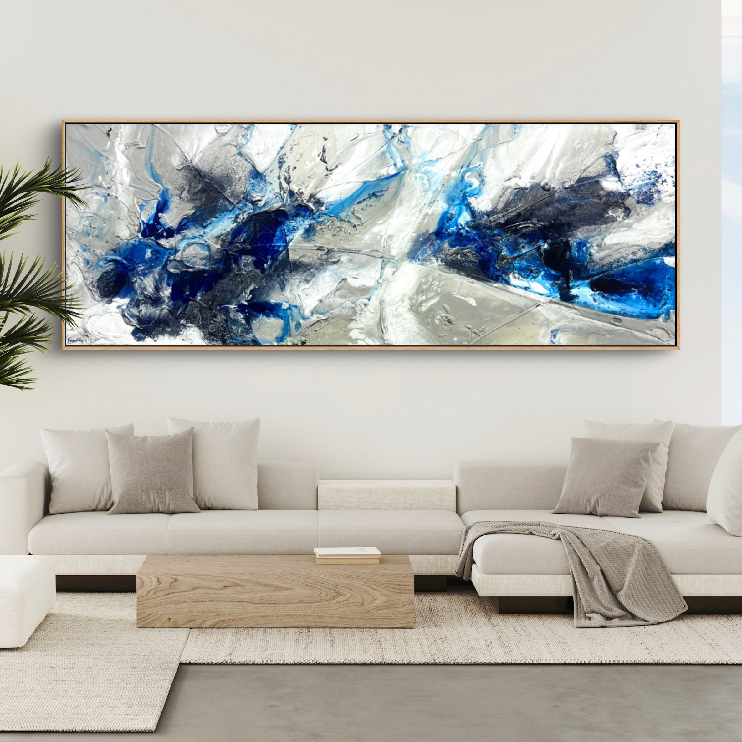 Near Midnight 295cm x 100cm Midnight Blue Malt Grey Textured Abstract Painting-Abstract-Franko-[huge]-[Australian]-[best Selling]-Franklin Art Studio