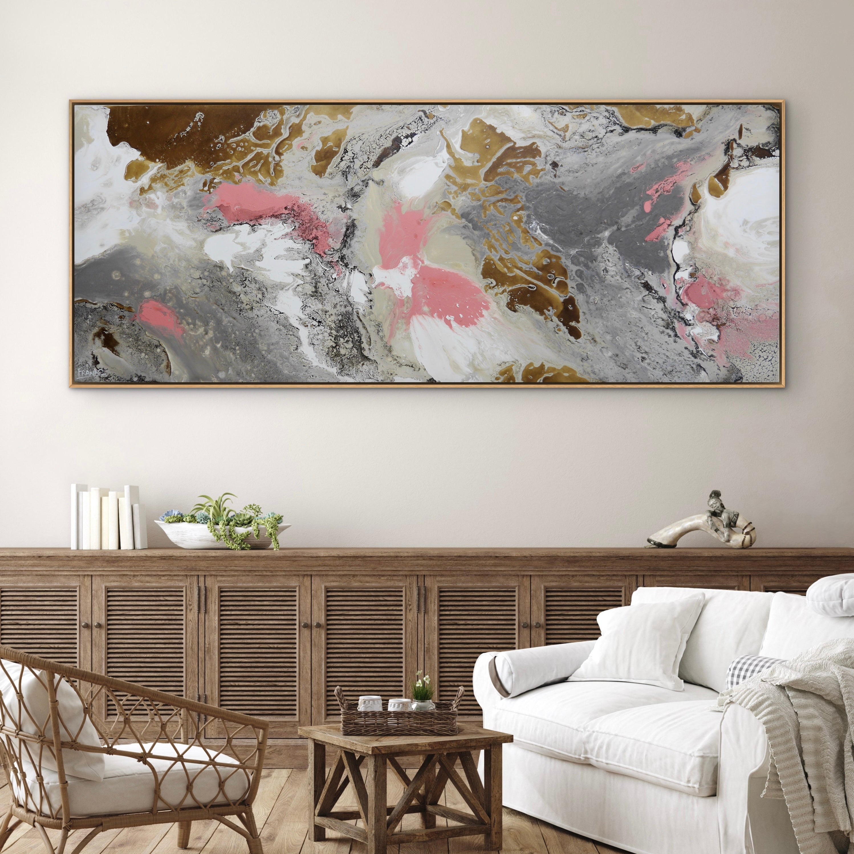 Refined 731 200cm x 80cm Blended Ink Abstract Painting