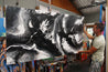 Iced Nero 190cm x 100cm Black White Textured Abstract Painting (SOLD)-Abstract-Franko-[franko_artist]-[Art]-[interior_design]-Franklin Art Studio