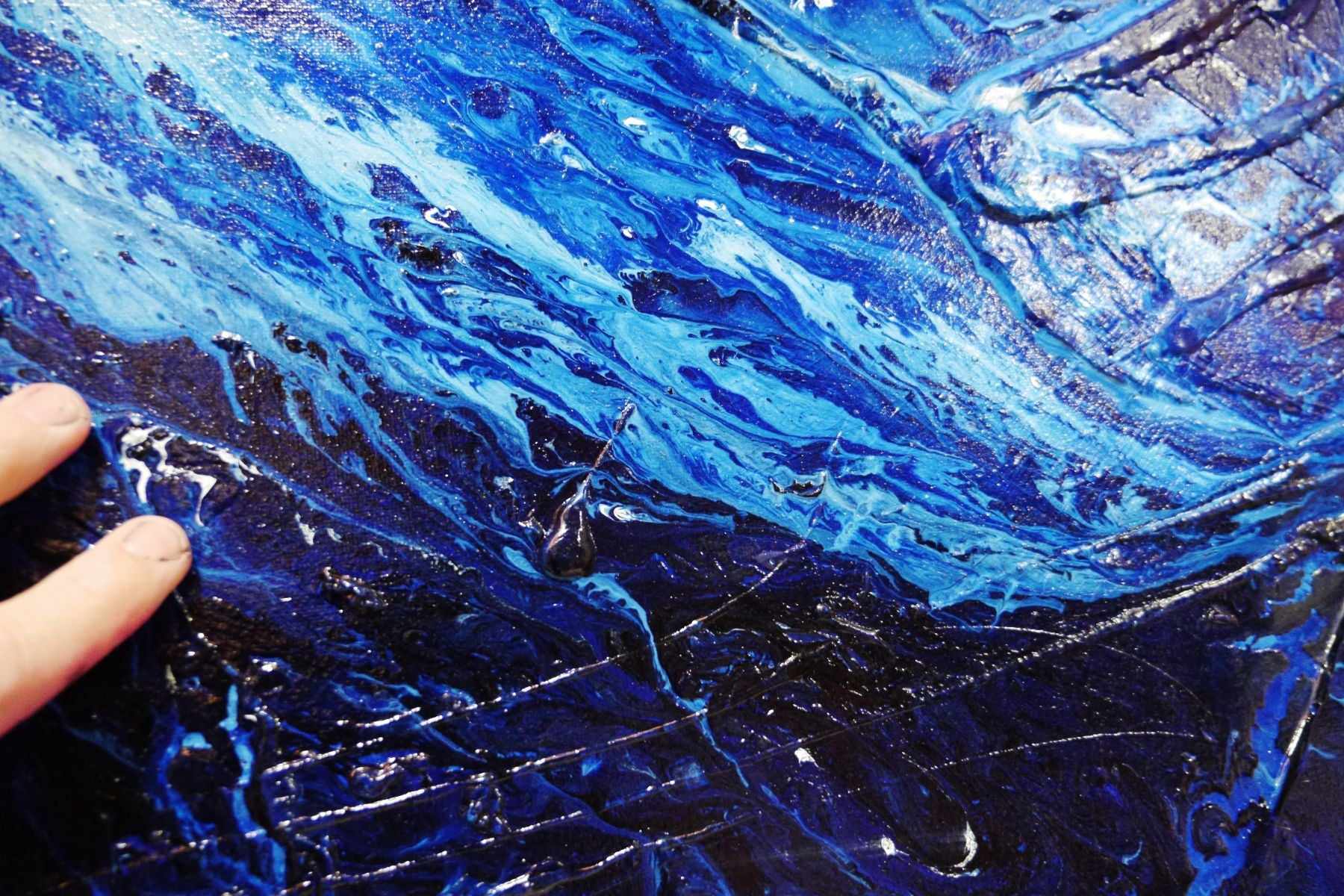 Iceland 240cm x 100cm Blue White Textured Abstract Painting (SOLD)-Abstract-[Franko]-[Artist]-[Australia]-[Painting]-Franklin Art Studio