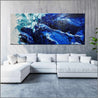 Iceland 240cm x 100cm Blue White Textured Abstract Painting (SOLD)-Abstract-Franko-[Franko]-[huge_art]-[Australia]-Franklin Art Studio