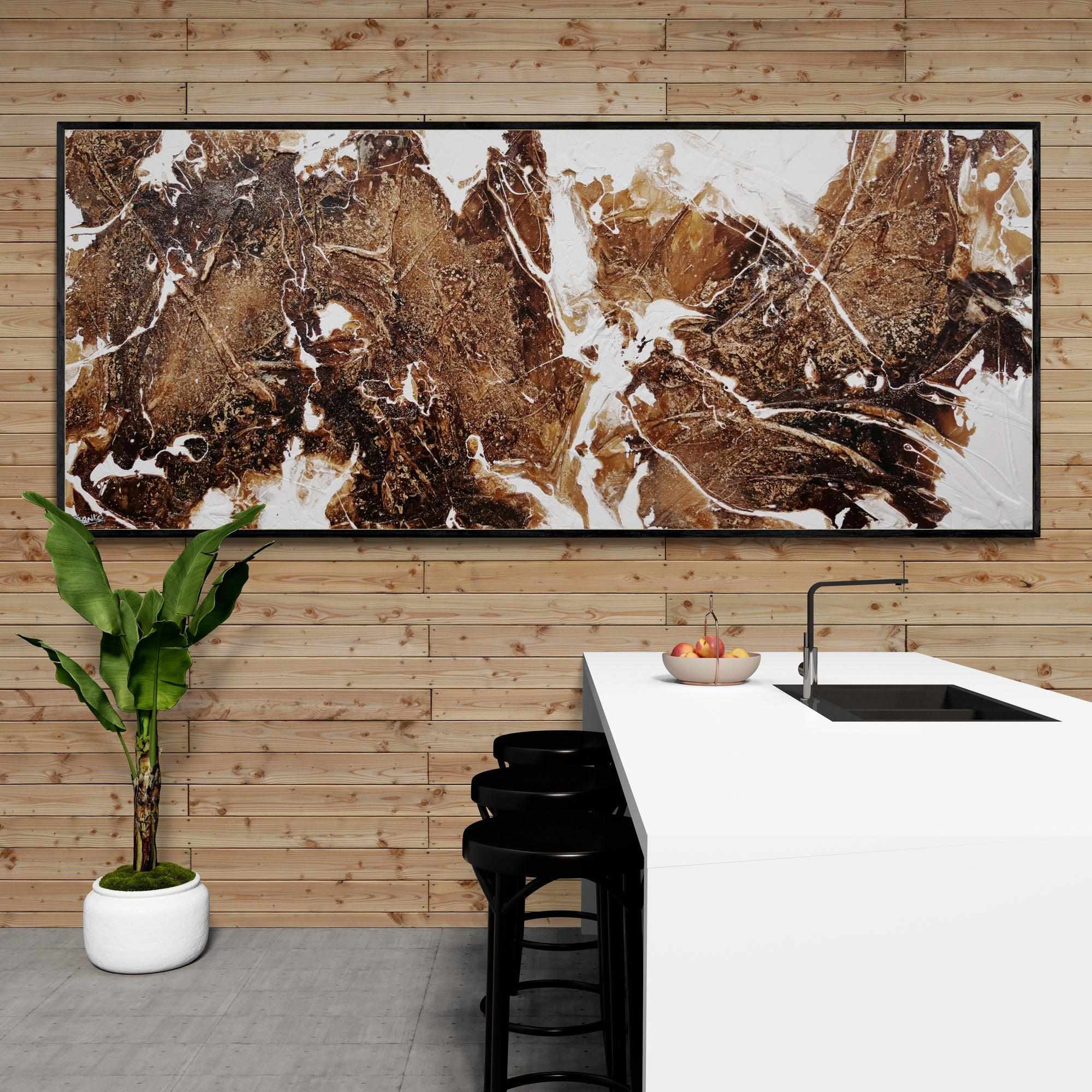 Illicit Honeycomb 240cm x 100cm Rust White Textured Abstract Painting (SOLD)-Abstract-Franko-[franko_art]-[beautiful_Art]-[The_Block]-Franklin Art Studio