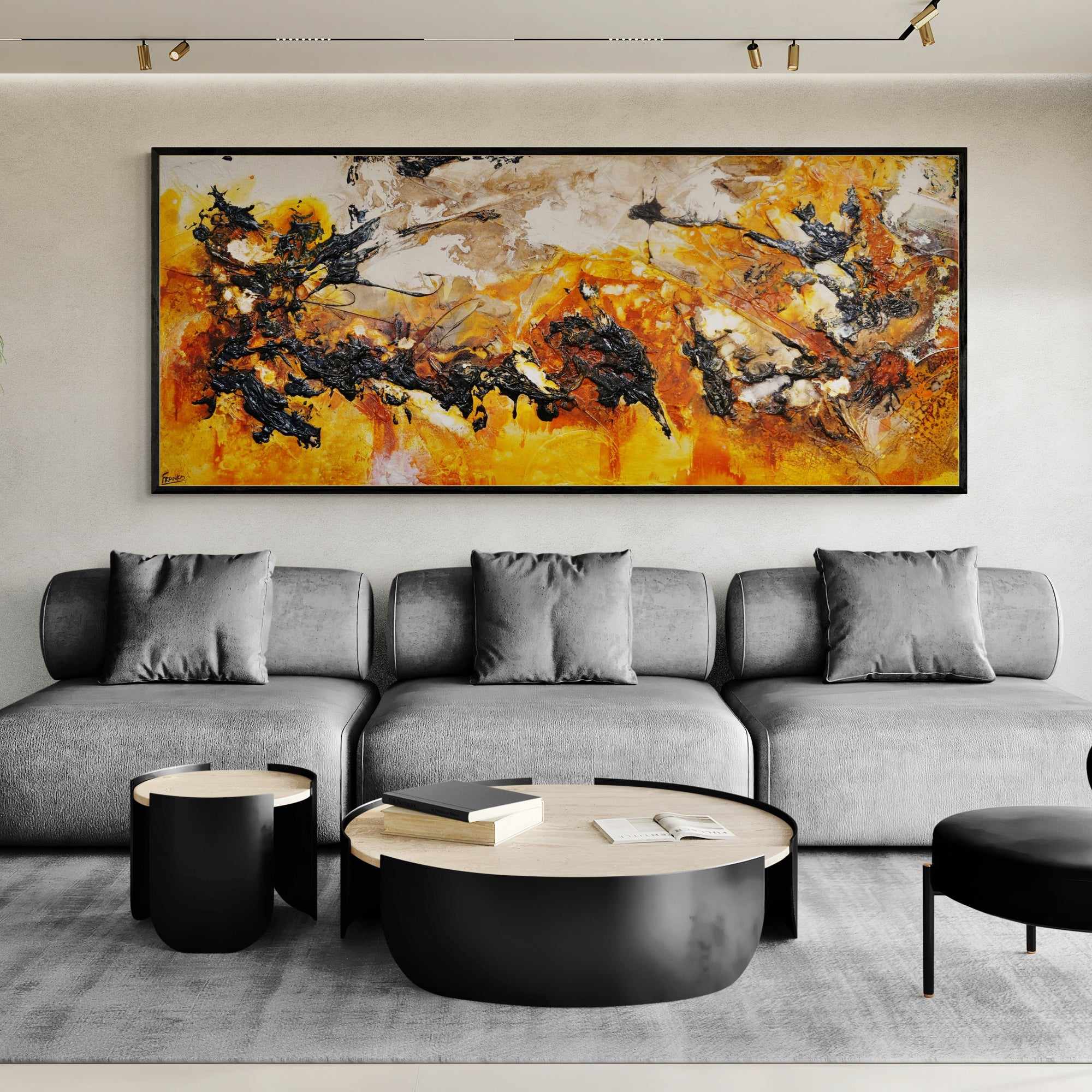 Illicit Sienna 240cm x 100cm Rust Sienna Textured Abstract Painting (SOLD)-Abstract-[Franko Artist]-[Gold Coast]-[Brisbane]-[Huge]-Franklin Art Studio