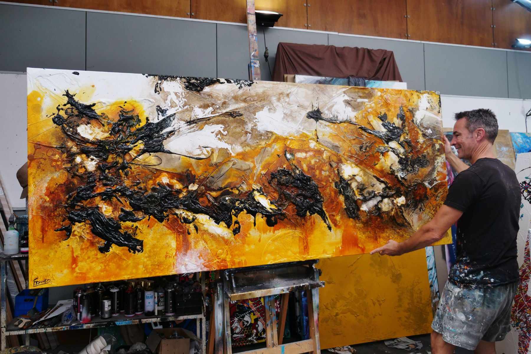 Illicit Sienna 240cm x 100cm Rust Sienna Textured Abstract Painting (SOLD)-Abstract-[Franko Artist]-[Cheryl]-[Wendy]-[Gabriela]-Franklin Art Studio