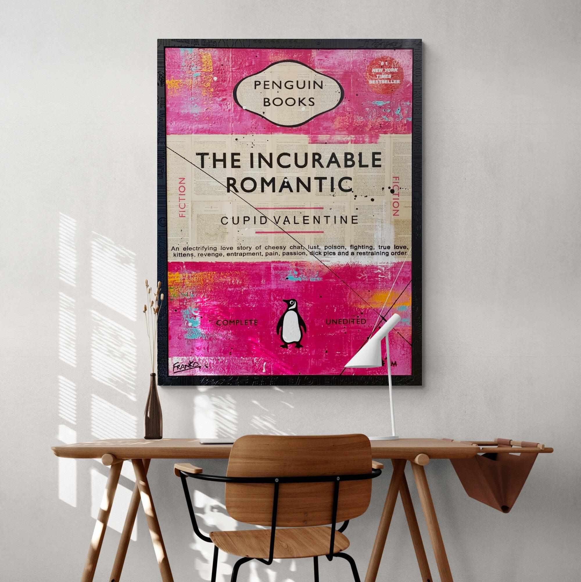 Incurable 75cm x 100cm The Incurable Romantic Urban Pop Book Club Painting With Custom Etched Frame-book club-Franko-[Franko]-[huge_art]-[Australia]-Franklin Art Studio