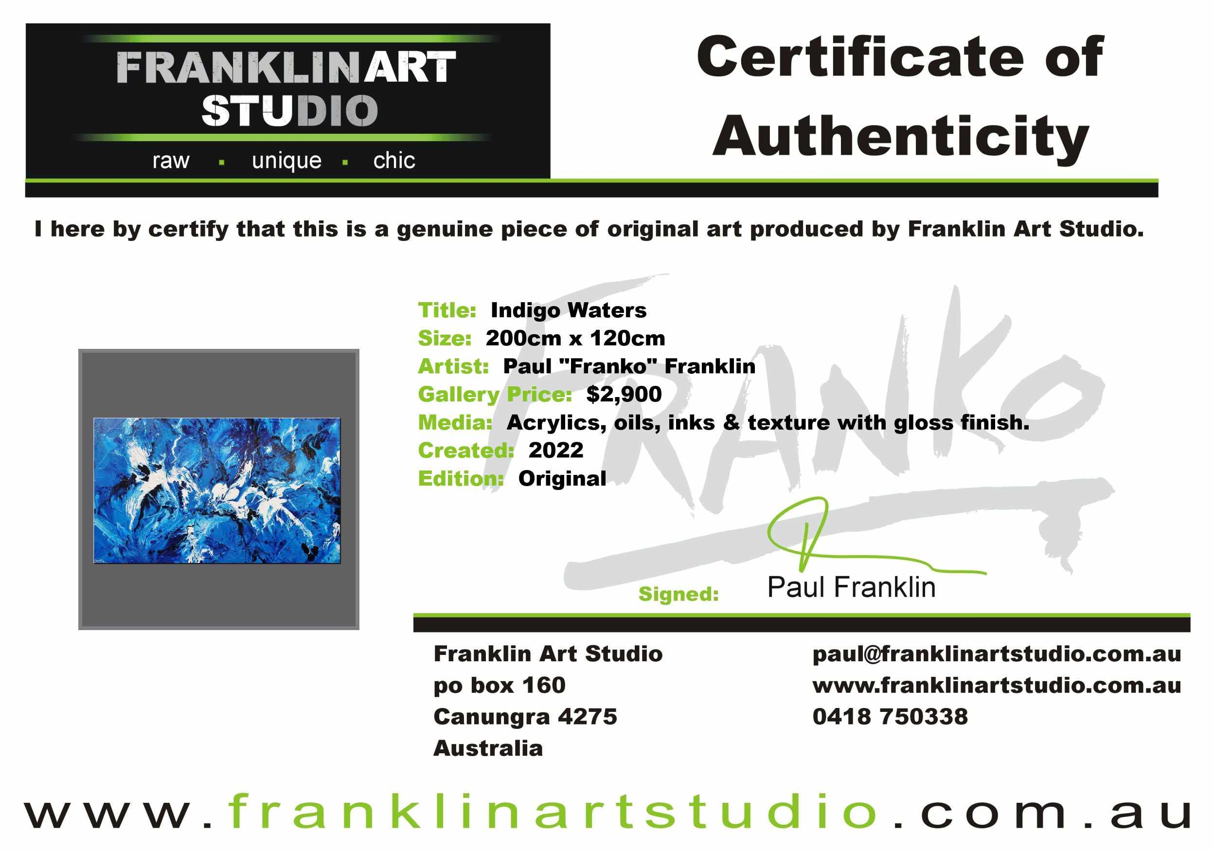 Indigo Waters 200cm x 120cm Blue White Textured Abstract Painting (SOLD)-Abstract-[Franko Artist]-[Cheryl]-[Wendy]-[Gabriela]-Franklin Art Studio
