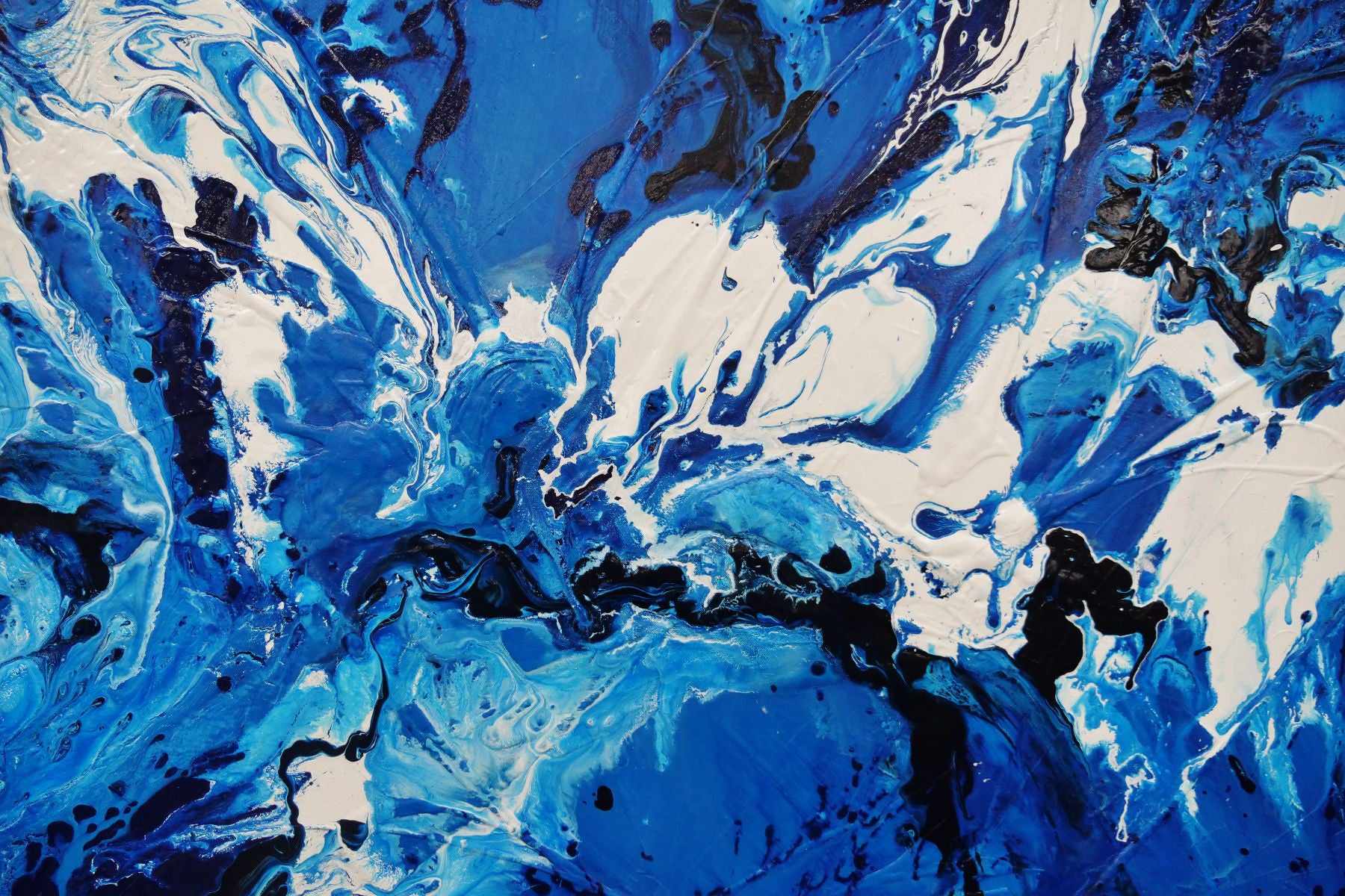 Indigo Waters 200cm x 120cm Blue White Textured Abstract Painting (SOLD)