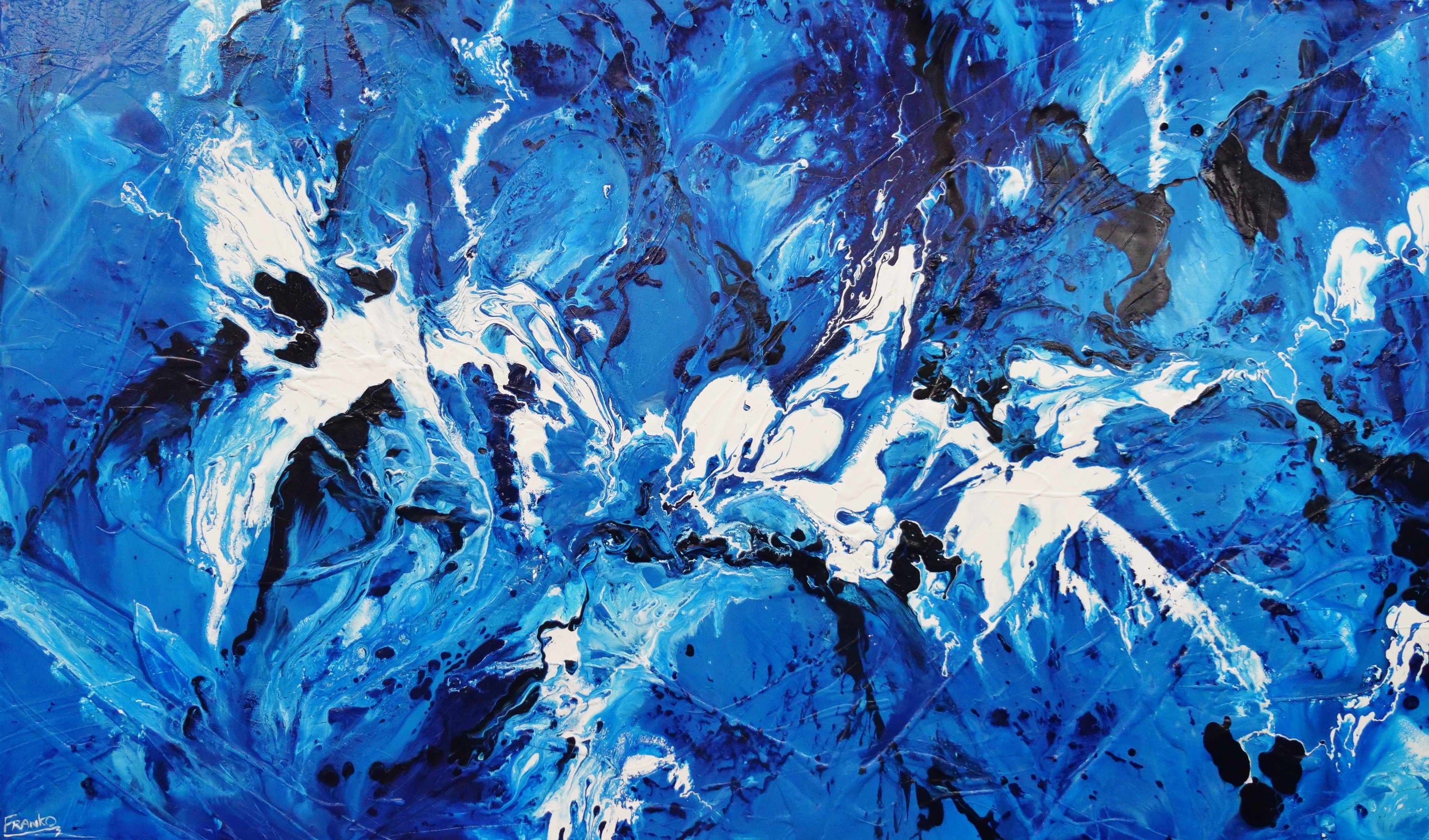 Indigo Waters 200cm x 120cm Blue White Textured Abstract Painting (SOLD)-Abstract-[Franko ]-[Gallery]-[popular]-[Australia]-Franklin Art Studio