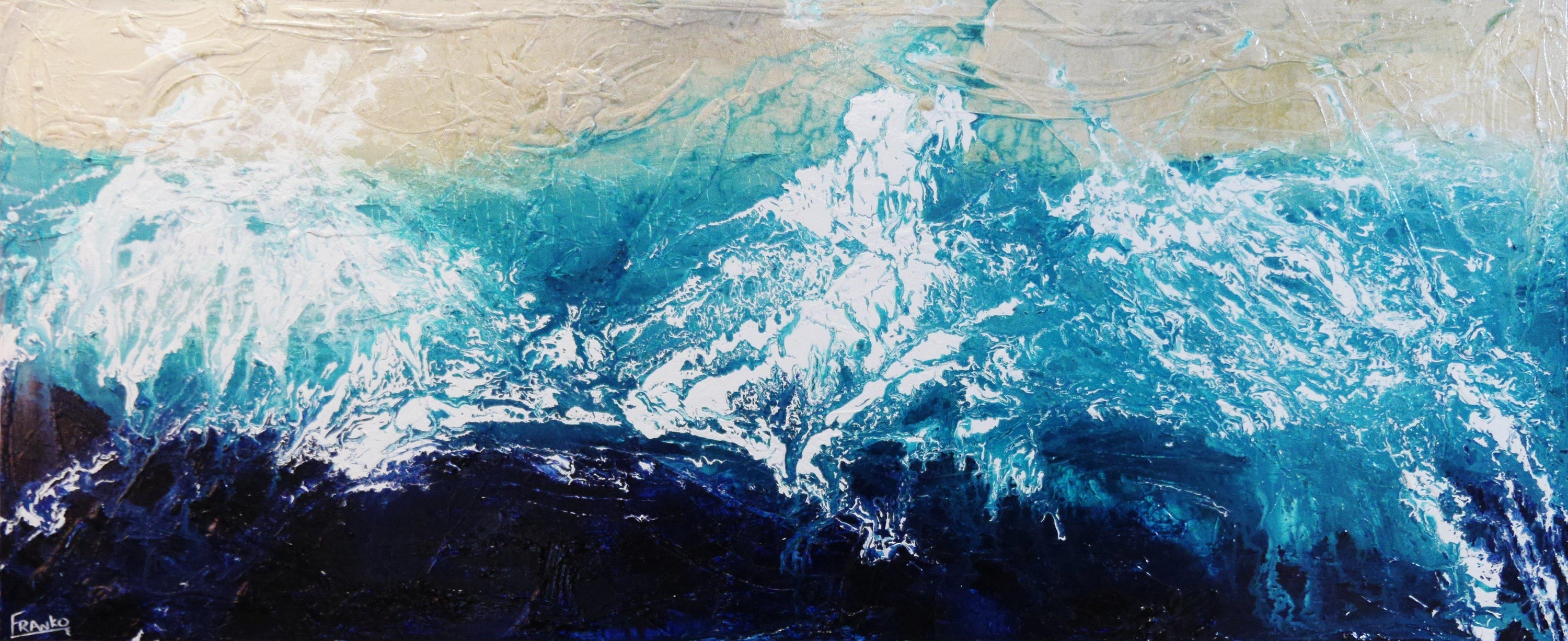 Infused Beach Wash 240cm x 100cm Blue Abstract Painting (SOLD)-abstract-Franko-[Franko]-[Australia_Art]-[Art_Lovers_Australia]-Franklin Art Studio