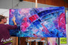 Infused Ink Romance 190cm x 100cm Blue Pink Purple Abstract Painting (SOLD)-abstract-[Franko Artist]-[Gold Coast]-[Brisbane]-[Huge]-Franklin Art Studio