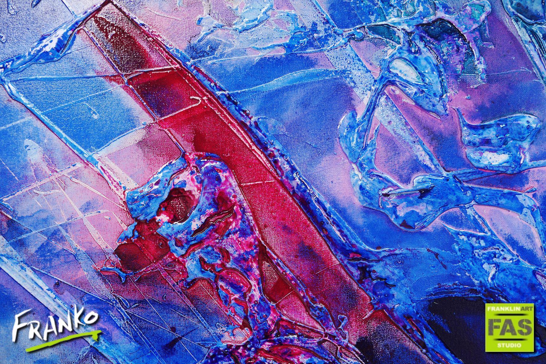 Infused Ink Romance 190cm x 100cm Blue Pink Purple Abstract Painting (SOLD)