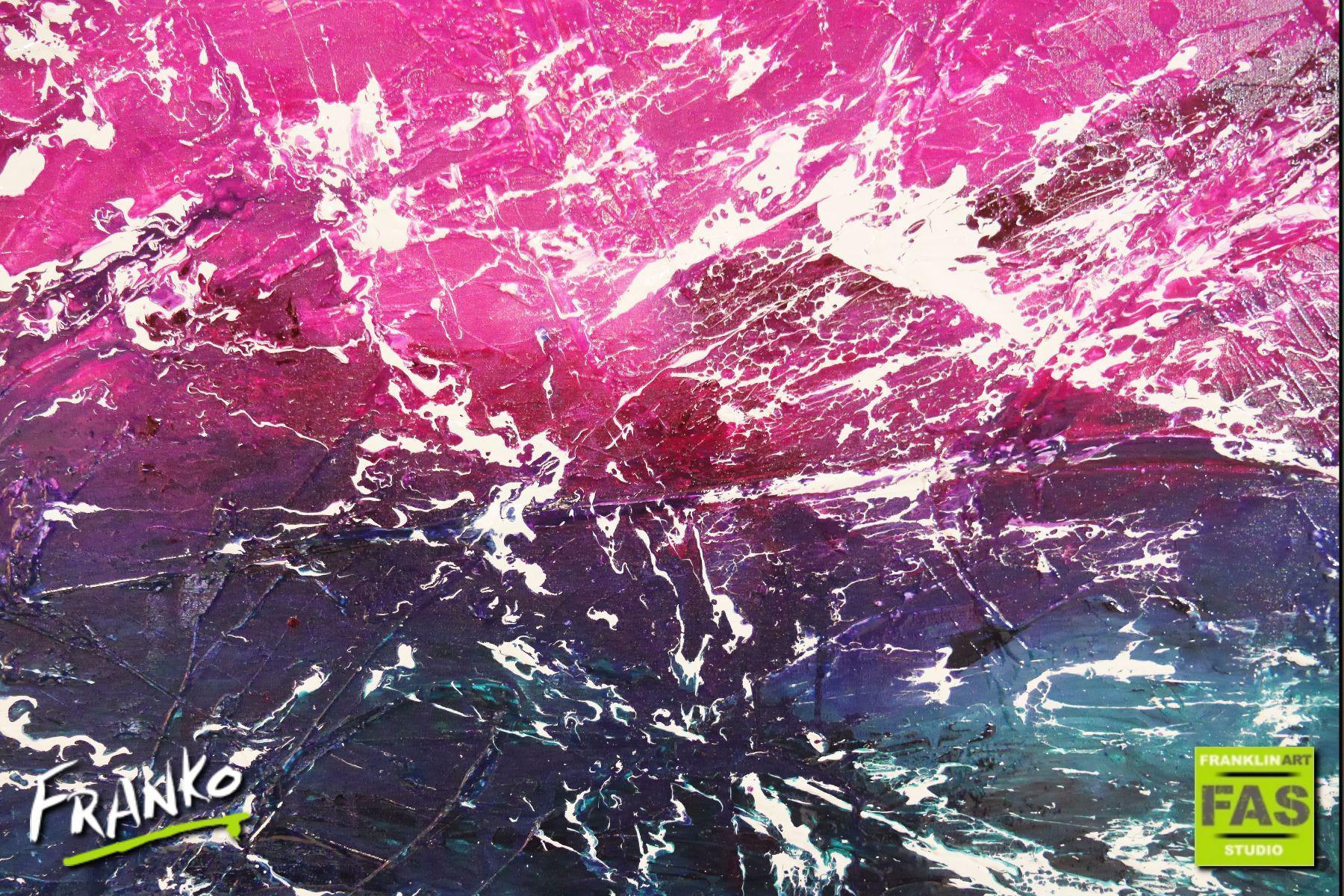 Infused White Paradise 240cm x 100cm Pink Blue White Abstract Painting (SOLD)