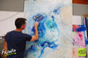 Ink Blue Infusion 120cm x 150cm White Blue Abstract Painting (SOLD)-abstract-[Franko Artist]-[Gold Coast]-[Brisbane]-[Huge]-Franklin Art Studio